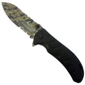 US Marines Half Serrated G10 Handle Folding Knife 