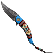 Masters Collection Nylon Fiber Handle Folding Knife w/ Leather Lanyard