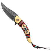 Masters Collection Nylon Fiber Handle Folding Knife w/ Leather Lanyard