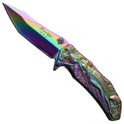 Masters Collection Sculpted Art Stainless Steel Handle Folding Knife