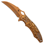 Masters Collection Laser Etch Titanium Coated Folding Blade Knife