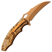 Masters Collection Laser Etch Titanium Coated Folding Blade Knife