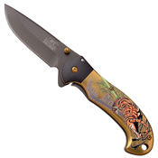 Masters Collection Embossed Tiger on Handle Folding Knife