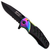 MTech USA Aluminum Handle Half Serrated Folding Knife