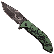 MTech USA MT-A903TQ Stonewash Skull Pattern Spring Assisted Knife