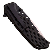 MTech USA Aluminum Handle Half Serrated Edge Folding Knife - Black