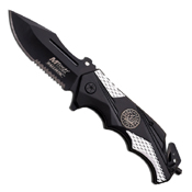 Mtech USA 4.75 Inch Black Serrated Spring Assisted Folding Knife