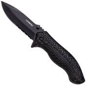 Z-Hunter ABS Skulls Handle Half Serrated Folding Blade Knife