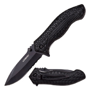 Z-Hunter ABS Skulls Handle Half Serrated Folding Blade Knife