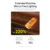 Multiple Color Temperatures Metallic Keychain Light - Orange - 720 Lumens