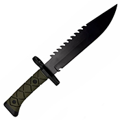 Black Tactical Serrated Fixed Knife