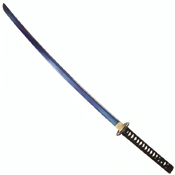 41.5-Inch Black Katana w/ Blue Blade - Ray Skin w/ Black Saya