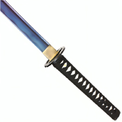 41.5-Inch Black Katana w/ Blue Blade - Ray Skin w/ Black Saya