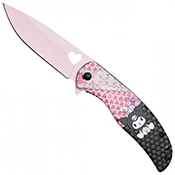 Angry Cat Pink 3.75 Blade Knife