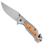Wartech 8.5'' Folding Knife w/ Wood Inlay