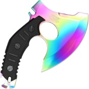 Equip yourself with the Neptune Mini Axe in vibrant rainbow colors, complete with a sheath. Compact, versatile, and perfect for various tasks. Get yours now!