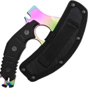 Equip yourself with the Neptune Mini Axe in vibrant rainbow colors, complete with a sheath. Compact, versatile, and perfect for various tasks. Get yours now!