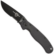 OKC RAT Black Folding Knife - Half Serrated Edge
