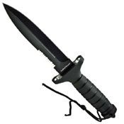 Smith & Wesson H.R.T. drop point fixed blade with pomel and sheath serrated