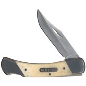 Schrade Bear Paw Clip Blade With White Bone Handle Lockback Knife
