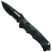 Schrade Black Drop Point 40 Percent Serrated 4116 Steel Push Button Lock