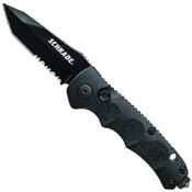 Schrade Mini Black Tanto 40 Percent Serrated 4116 Steel Push Button Lock