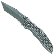 Schrade Tanto 40 Percent Serrated D2 Blade Titanium Handle With Design Frame Lock Thumb Studs