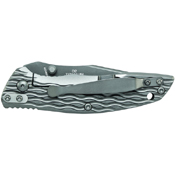 Schrade Tanto 40 Percent Serrated D2 Blade Titanium Handle With Design Frame Lock Thumb Studs