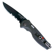 Black TiNi Partially Serrated Flash I Knife