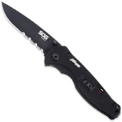 Sog Flash I Black Folding Knife - Half Serrated Edge