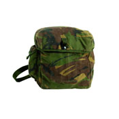 Surplus Camo British Gas Mask Bag W/Strap Used