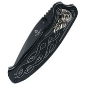 United Cutlery Tailwind Nova Skull Straight Edge Folding Knife - Black
