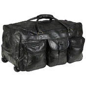 Leather Patchwork Wheeled Duffle Bag