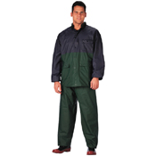 Mens 2 Piece Navy & Green Pvc Rainsuit