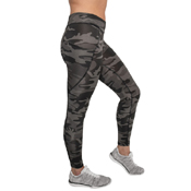 Womens Workout Performance Camo Leggings - Black Camo