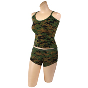 Womens Woodland Digital Booty Camp Shorts w/Tank Top