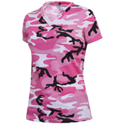 Womens Long Length Camo V-Neck T-Shirt