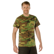 Mens Woodland Camo T-Shirt with Pocket