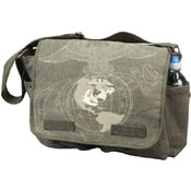 Vintage USMC Globe And Anchor Logo Canvas Messenger Bag